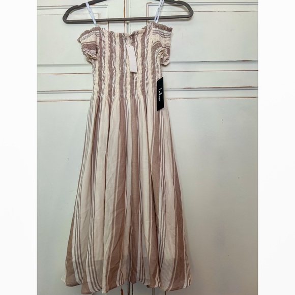 COPY - NWT Lulu’s Mauve Striped Off the Shoulder Dress - Picture 5 of 7